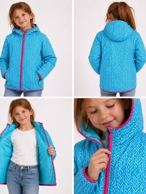 McKINLEY Kids S Reversible Jacket Hooded Turquoise  (Fits 8-10)